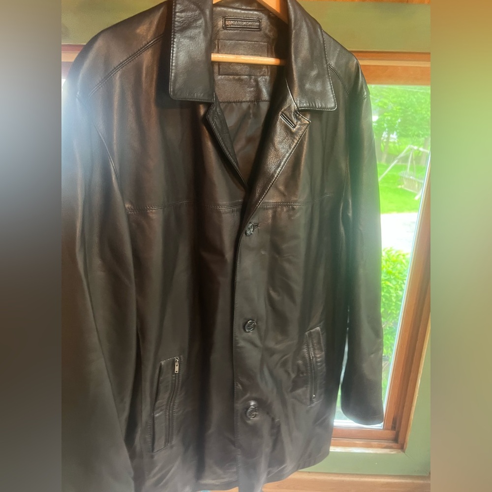 Roundtree & Yorke Dark Brown Leather Trench Coat